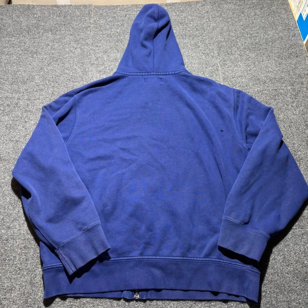 Polo Ralph Lauren Mens XXL Blue Full Zip Thermal Distress Lined Hoodie Faded